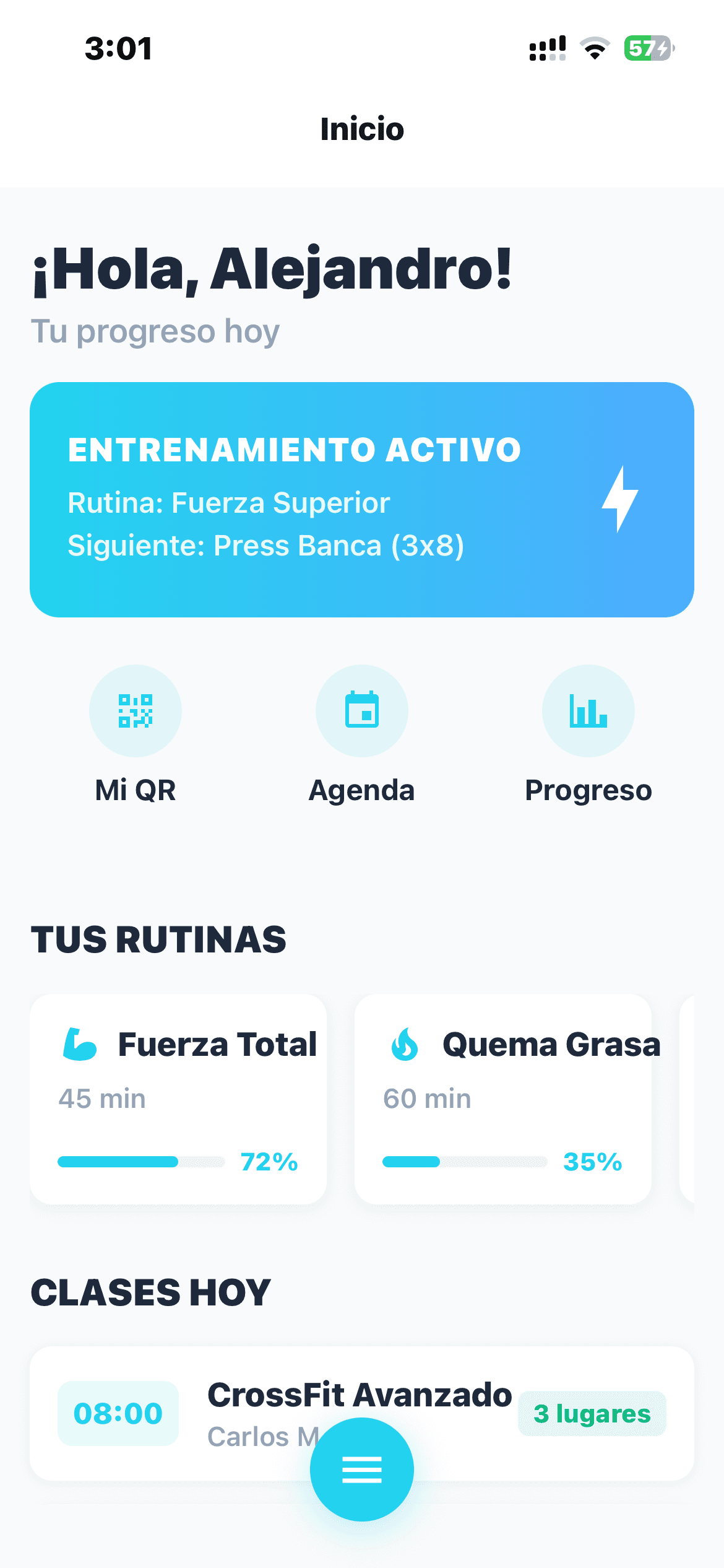 Aplicacion movil de la gestion de gimnasios